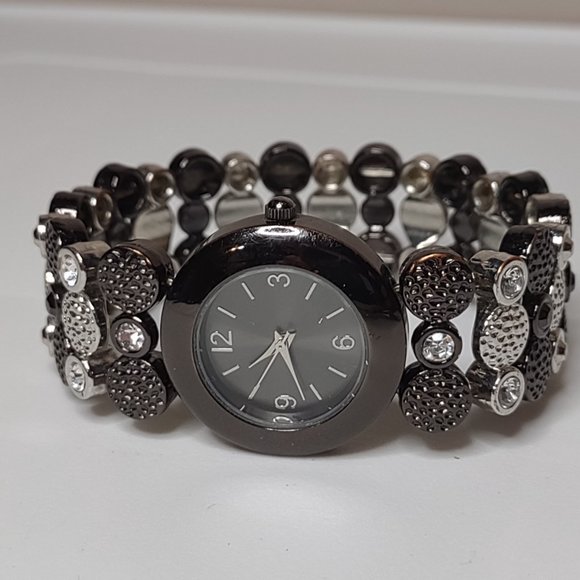 Black And Silver Tone Stretch Watch - Picture 1 of 13